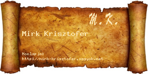 Mirk Krisztofer névjegykártya